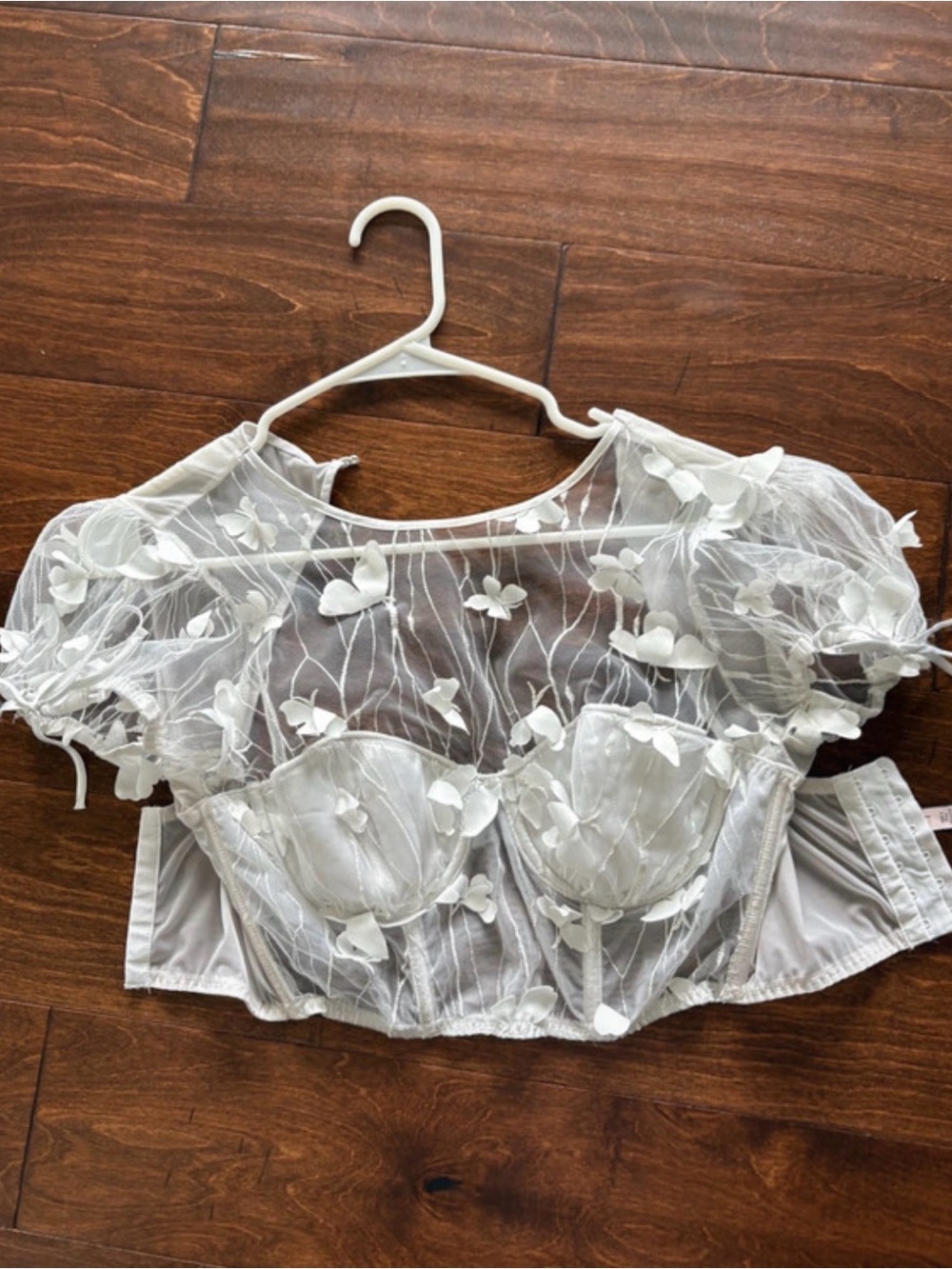 Victoria's Secret White Sheer Floral Appliqué Bustier Camisole